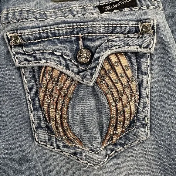 MISS ME - Women's Size 27 Rhinestone Wing JE6003T2R Straight Jeans A46 - Picture 16 of 16